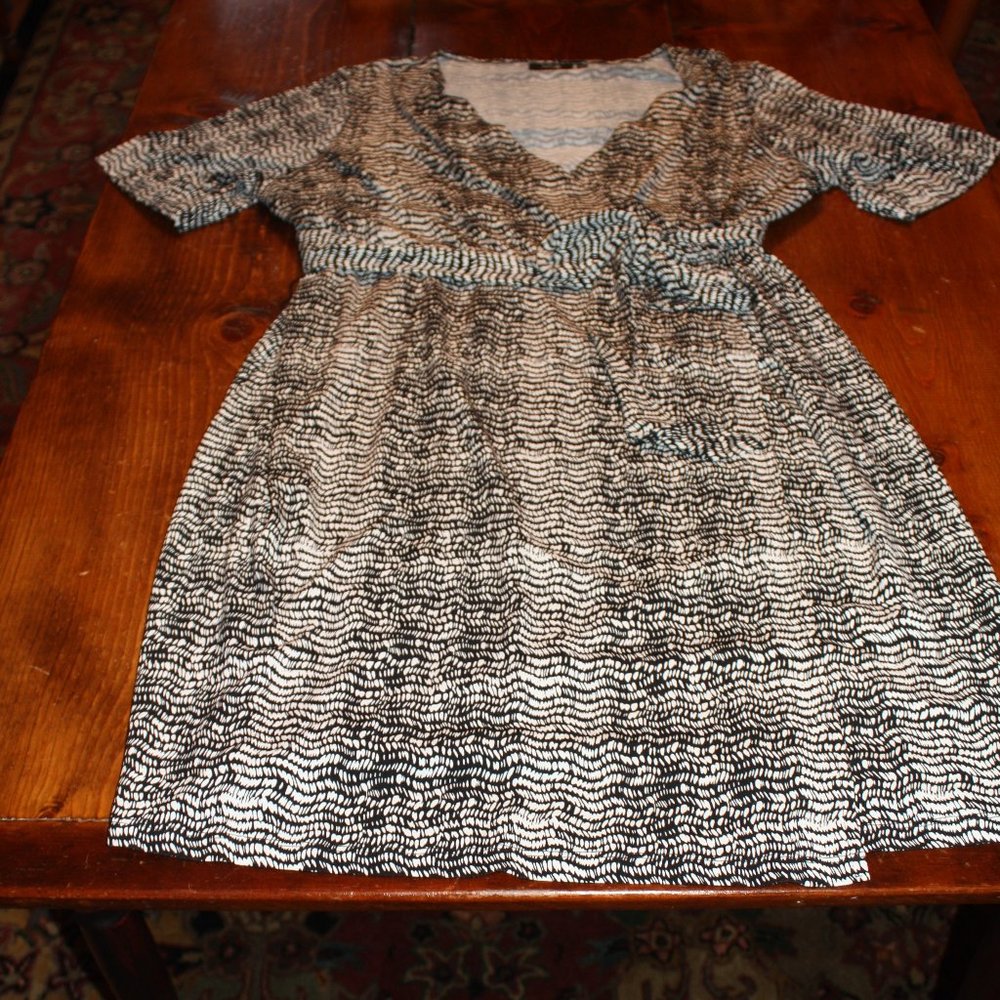 Apt 9 Black & White Poly/Spandex Short Sleeve Knee Length Dress w Belt Size 1X